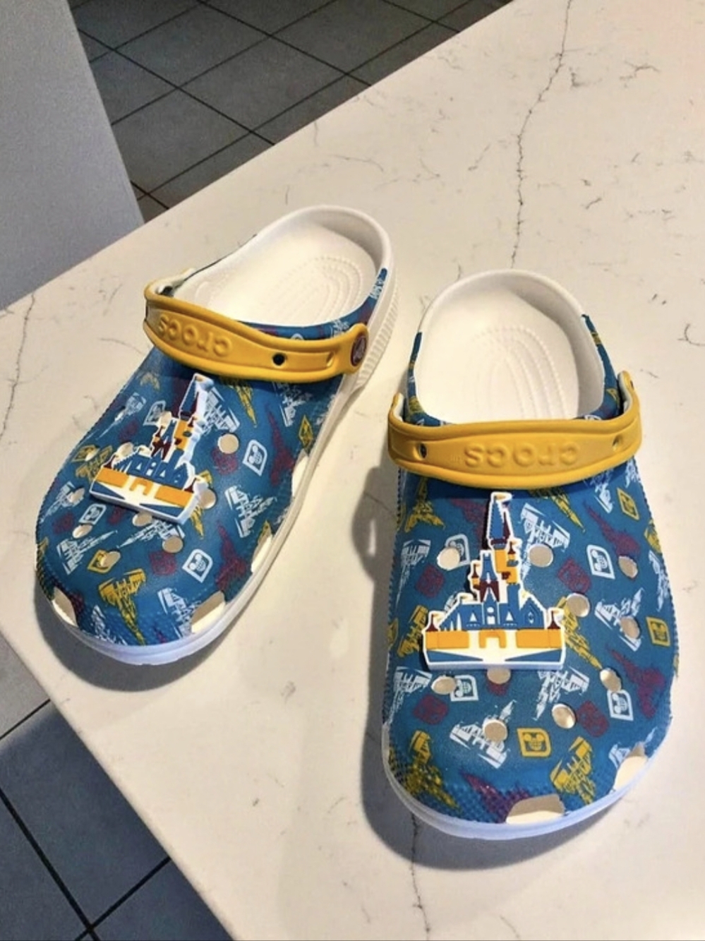 Crocs Walt Disney World 50th Anniversary Castle Clogs Blue & Yellow